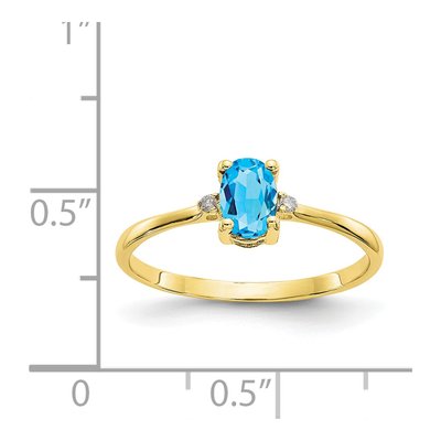 10K Yellow Gold Swiss Blue Topaz & Diamond Birthstone Ring – view 5