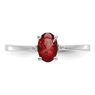 10K White Gold Garnet & Diamond Oval January Birthstone Ring – view 5