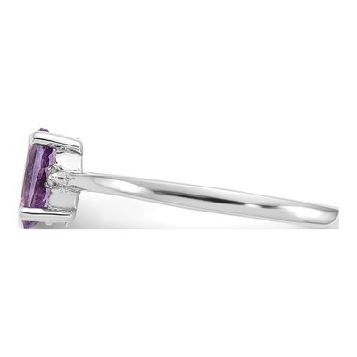 10K White Gold Amethyst & Diamond Birthstone Ring – view 4