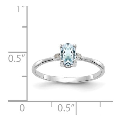 10K White Gold Aquamarine & Diamond Birthstone Ring – view 6