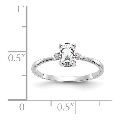 10K White Gold White Topaz & Diamond April Ring – view 6