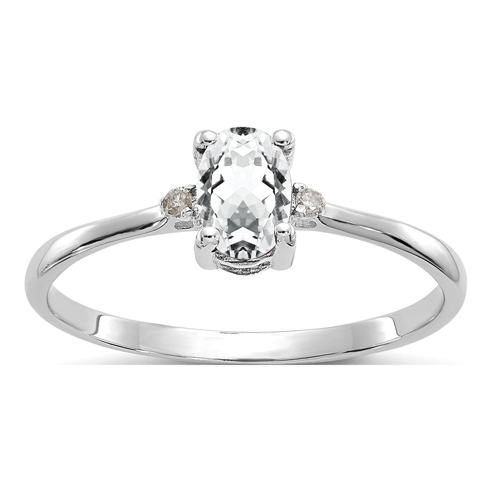 10K White Gold White Topaz & Diamond April Ring