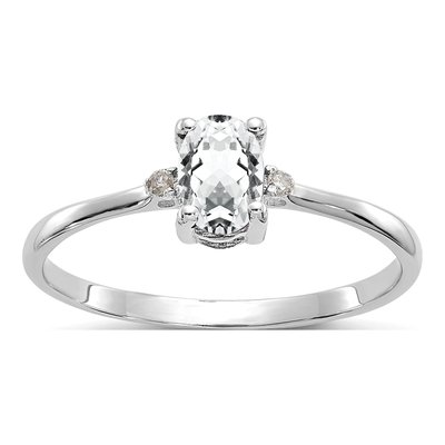 10K White Gold White Topaz & Diamond April Ring