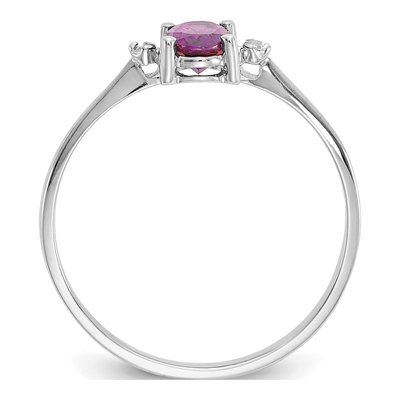 10K White Gold Rhodolite Garnet & Diamond Oval June Birthstone Ring – view 2
