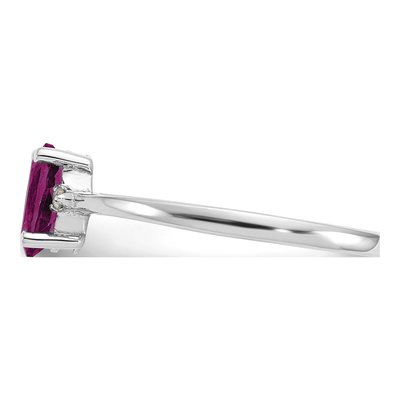 10K White Gold Rhodolite Garnet & Diamond Oval June Birthstone Ring – view 3