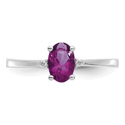 10K White Gold Rhodolite Garnet & Diamond Oval June Birthstone Ring – view 4