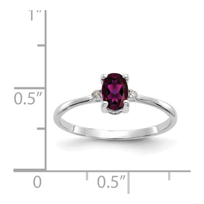 10K White Gold Rhodolite Garnet & Diamond Oval June Birthstone Ring – view 5