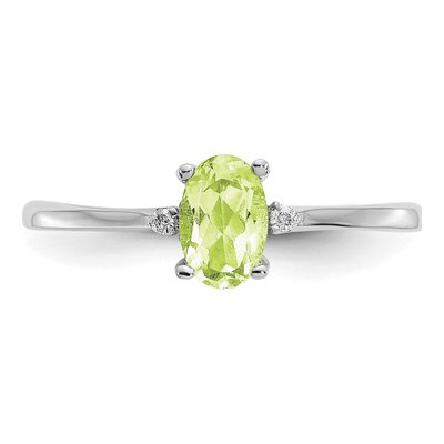 10K White Gold Peridot & Diamond Birthstone Ring – view 5