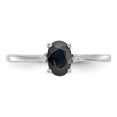 10K White Gold Sapphire & Diamond Birthstone Ring – view 5