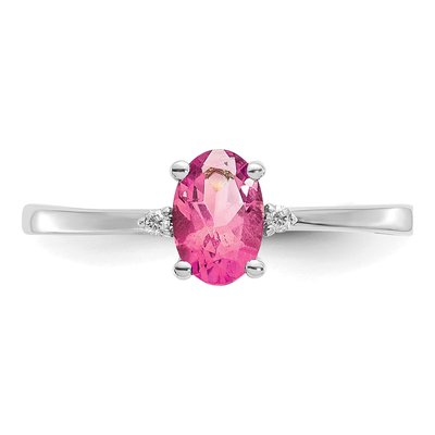 10K White Gold Pink Tourmaline & Diamond Ring – view 5