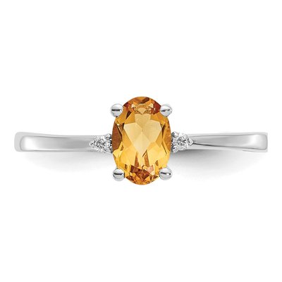 10K White Gold Citrine & Diamond Birthstone Ring – view 5