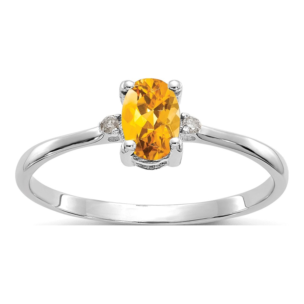 10K White Gold Citrine & Diamond Birthstone Ring