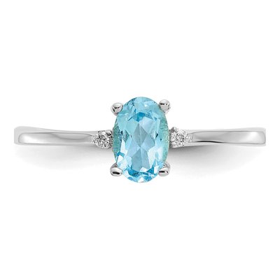 10K White Gold Swiss Blue Topaz & Diamond Birthstone Ring – view 5