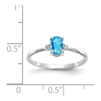 10K White Gold Swiss Blue Topaz & Diamond Birthstone Ring – view 6