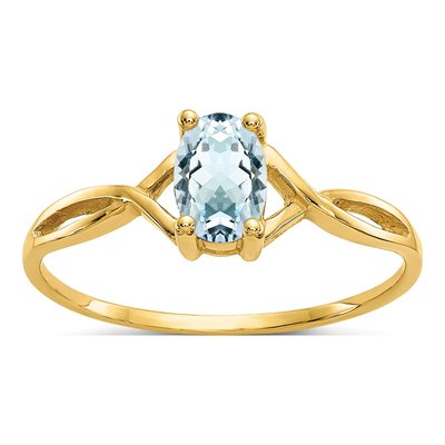 10K Yellow Gold Aquamarine Birthstone Ring