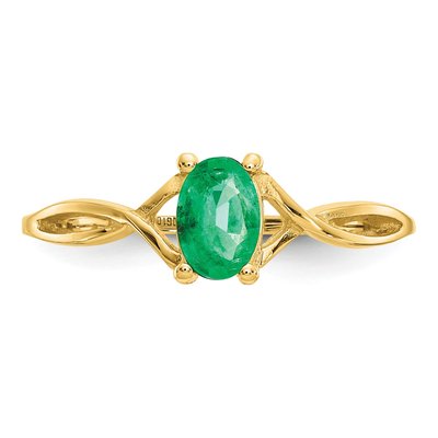 10K Yellow Gold Emerald May Birthstone Ring – view 6