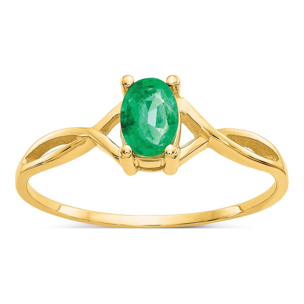 10K Yellow Gold Emerald May Birthstone Ring