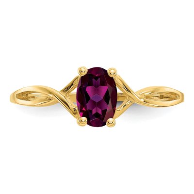 10K Yellow Gold Rhodolite Garnet Oval June Birthstone Ring – view 6