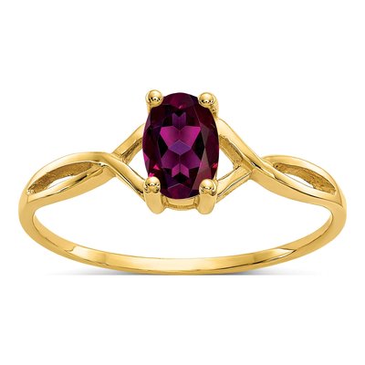 10K Yellow Gold Rhodolite Garnet Oval June Birthstone Ring