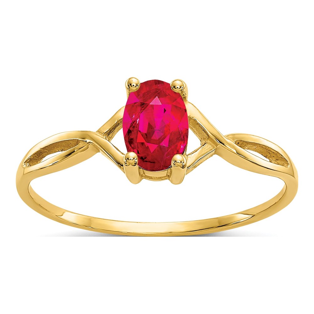 10K Yellow Gold Ruby Oval Ring