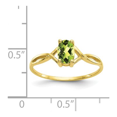 10K Yellow Gold Peridot Oval August Birthstone Ring – view 5