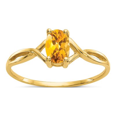 10K Yellow Gold Citrine Oval November Birthstone Ring