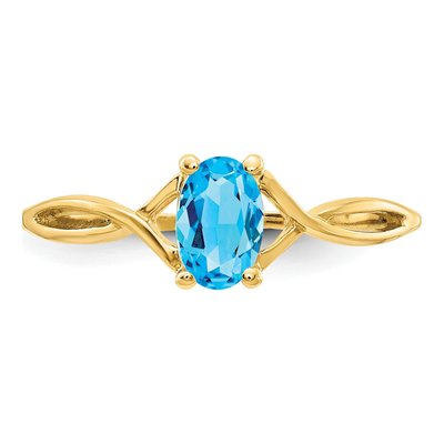 10K Yellow Gold Swiss Blue Topaz Ring – view 6