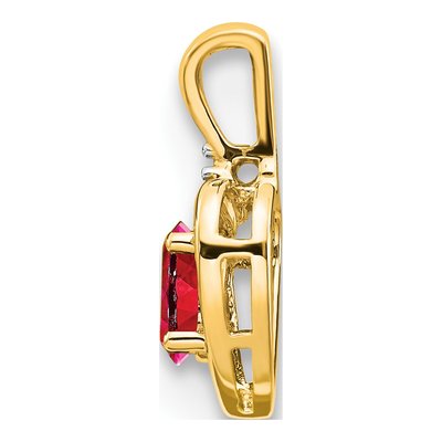 10K Yellow Gold Ruby & Diamond Heart Pendant – view 2
