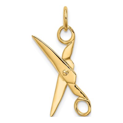 10K Yellow Gold 3-D Moveable Scissors Charm