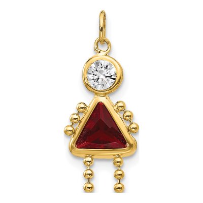 10K Yellow Gold January Birthstone Girl Charm