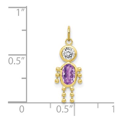 10K Yellow Gold Boy February Birthstone Charm – view 4
