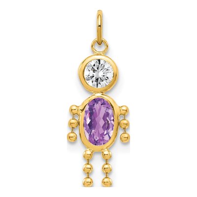 10K Yellow Gold Boy February Birthstone Charm