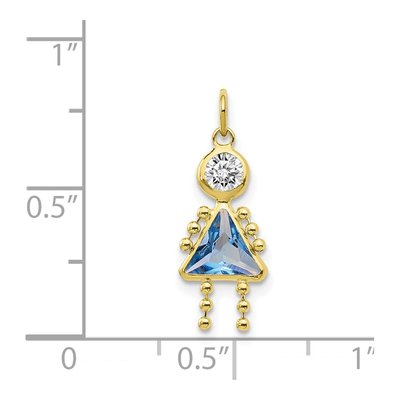 10K Yellow Gold March Birthstone Girl Charm – view 4