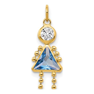 10K Yellow Gold March Birthstone Girl Charm