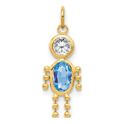 10K Yellow Gold March Boy Birthstone Charm