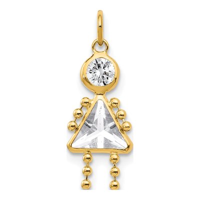10K Yellow Gold April Girl Birthstone Charm