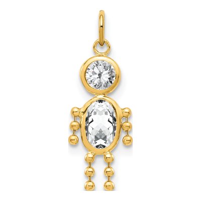 10K Yellow Gold April Boy Birthstone Charm