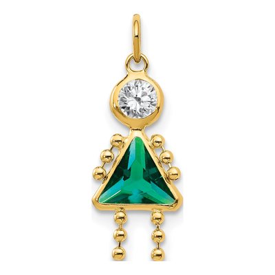 10K Yellow Gold May Birthstone Girl Charm