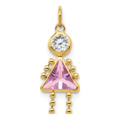 10K Yellow Gold June Birthstone Girl Charm