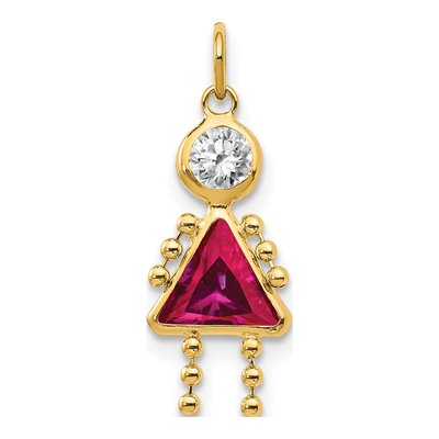 10K Yellow Gold July Girl Birthstone Charm