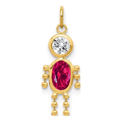 10K Yellow Gold July Boy Birthstone Charm