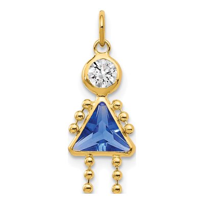 10K Yellow Gold September Birthstone Girl Charm