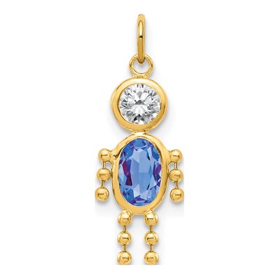 10K Yellow Gold Boy September Birthstone Charm