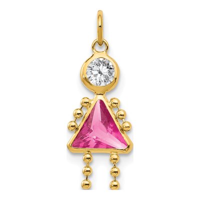 10K Yellow Gold October Birthstone Girl Charm