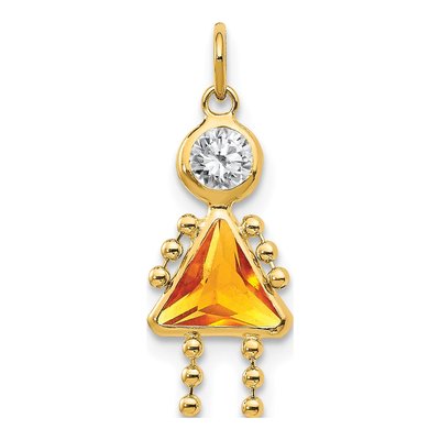 10K Yellow Gold November Birthstone Girl Charm