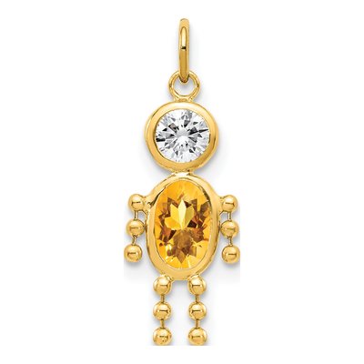 10K Yellow Gold November Birthstone Boy Charm