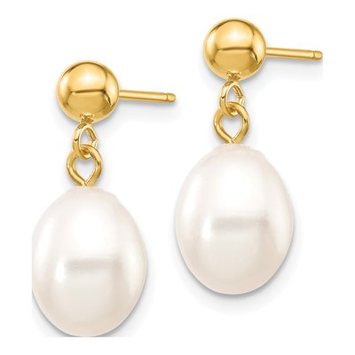 10K Yellow Gold Freshwater Pearl Dangle Earrings – view 2