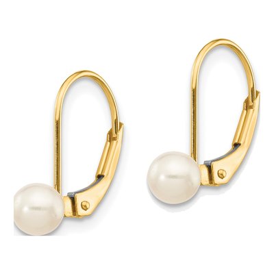 10K Yellow Gold Freshwater Cultured Pearl Leverback Earrings – view 2