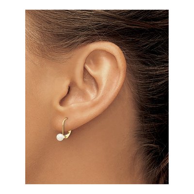 10K Yellow Gold Freshwater Cultured Pearl Leverback Earrings – view 3