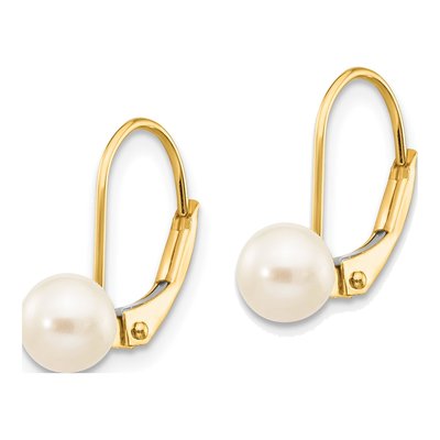 10K Yellow Gold Freshwater Cultured Pearl Leverback Earrings – view 2